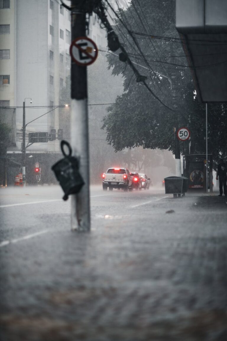 downpour in city