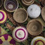 Handmade rattan baskets at a local