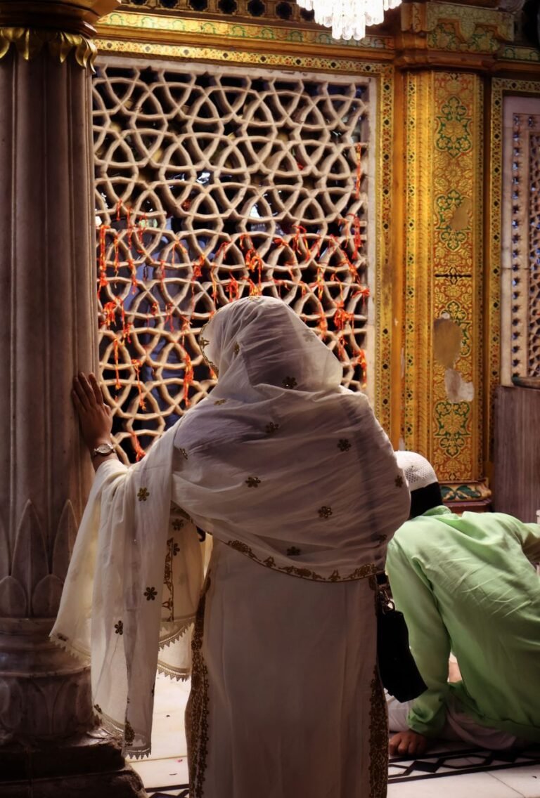devotees praying at a historic delhi mosque