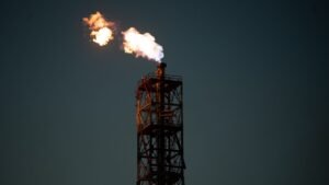 fire coming out an industrial chimney