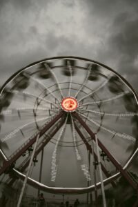 a ferris wheel is shown in this photo