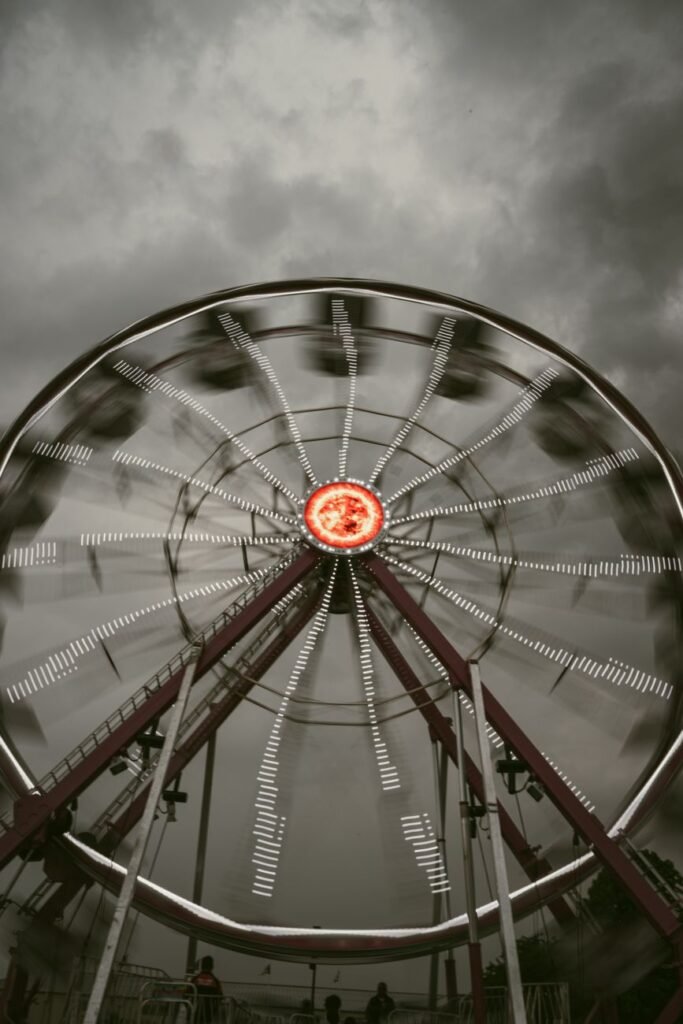 a ferris wheel is shown in this photo